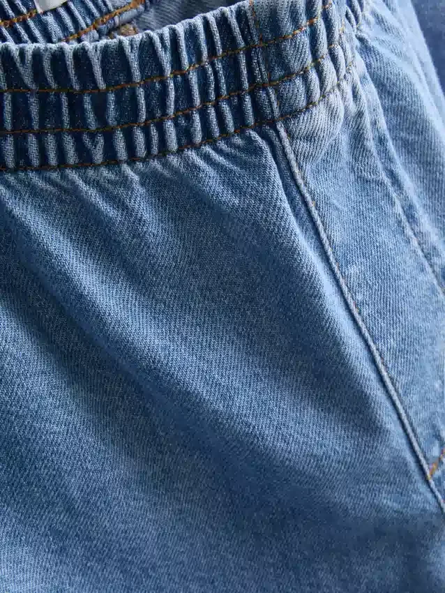 Trainingshose aus Baumwoll-Denim mit weitem Bein