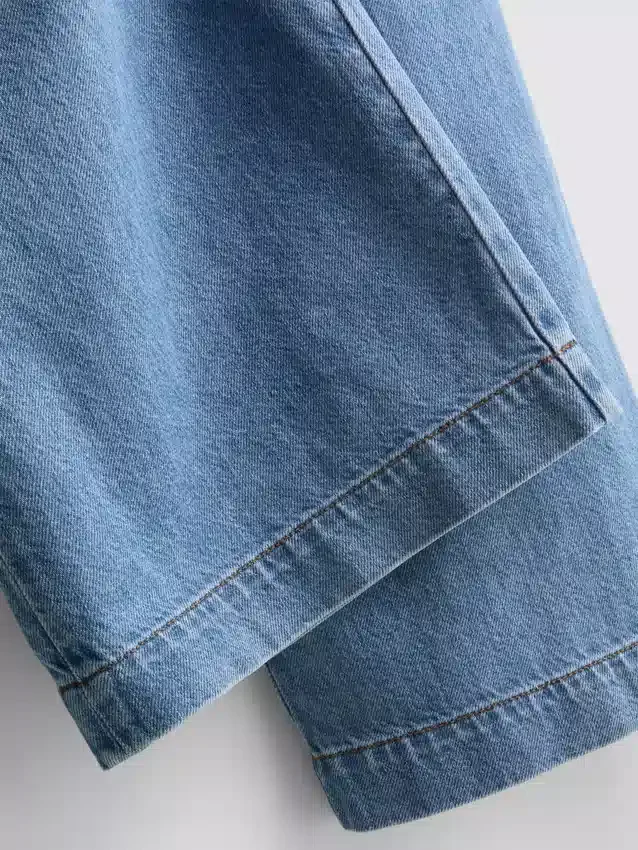 Trainingshose aus Baumwoll-Denim mit weitem Bein